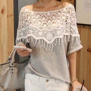ASO Pinterest! Crocheted lace cutout tee