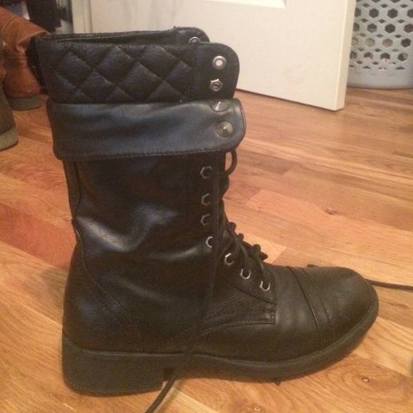 black combat boots