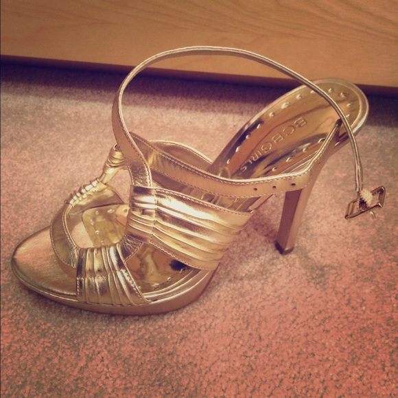 BCBGirls gold, strapped heels!