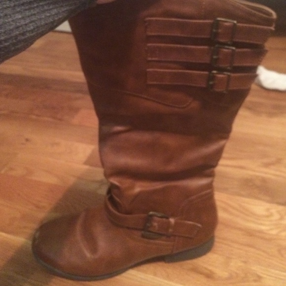 tall brown buckle boots