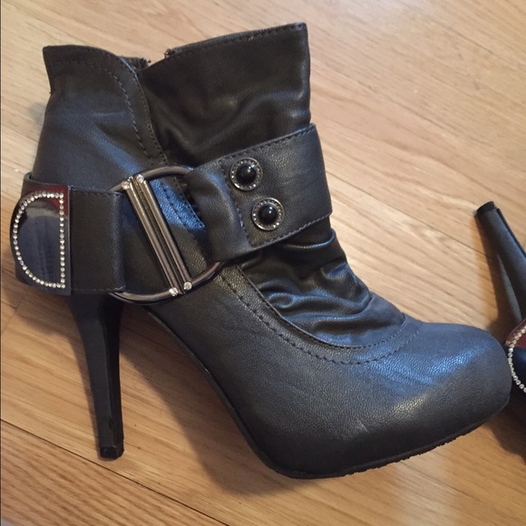 Grey Leather Booties