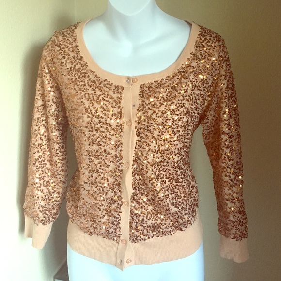 American Eagle Outfitters Sweaters - Rose gold sequin American eagle cardigan