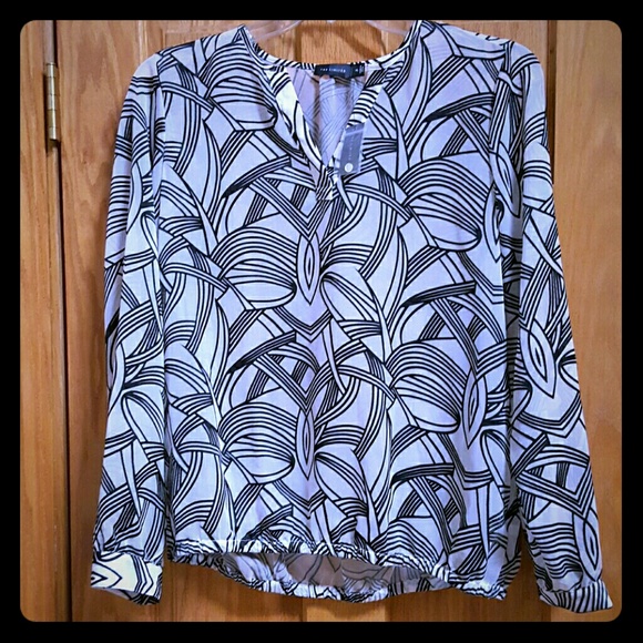 The Limited Black and white abstract sheer top