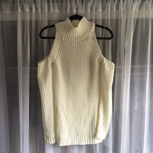 Open-shoulder turtleneck sweater