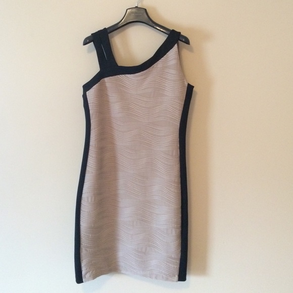 Beige & Black Cocktail Dress
