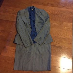Express Gray skirt suit with light blue pin stripe