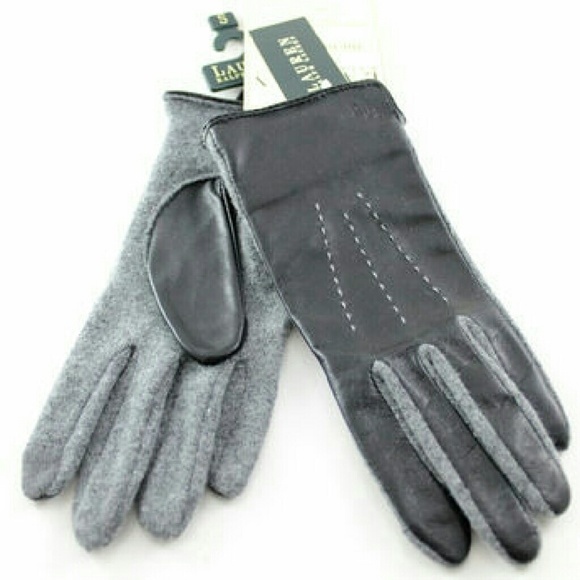 Leather and wool touch gloves