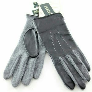 Leather and wool touch gloves