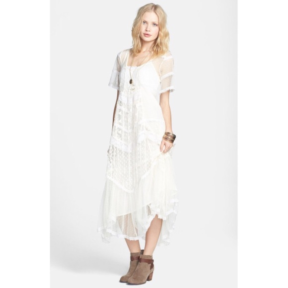 Free People Elson mixed lace dress in cream