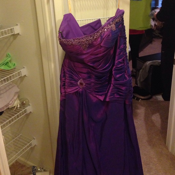 Beautiful purple rhinestone prom dress