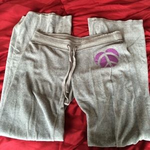PINK gray velour sweat pants