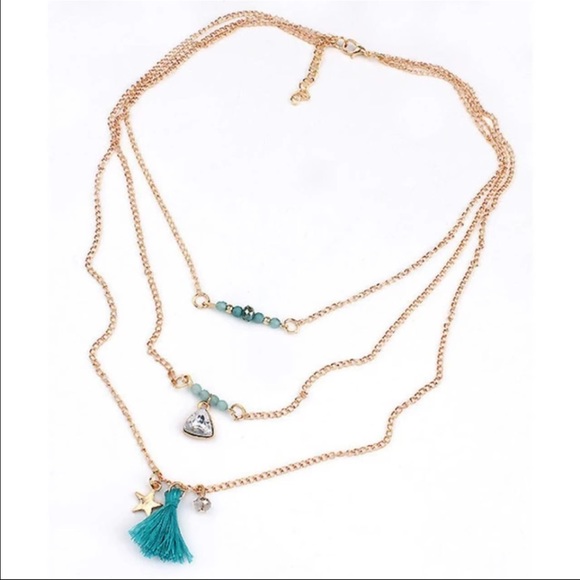 (L1) Triple Layer Tassel Necklace - Picture 2 of 4