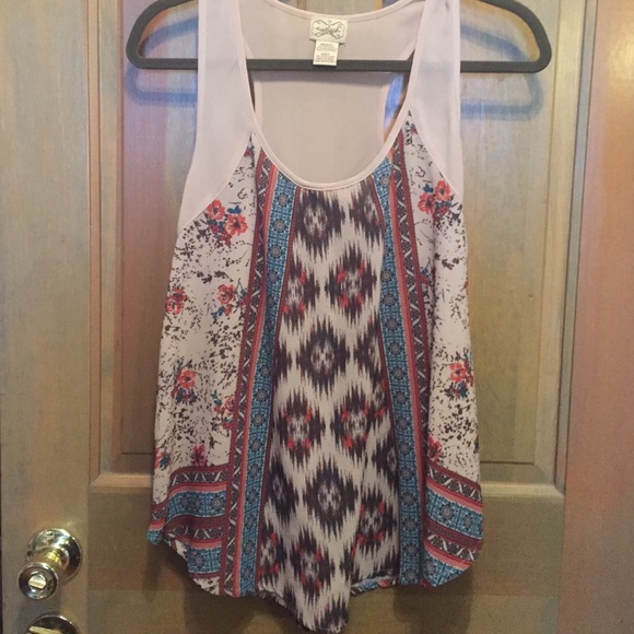 Boho pattern chiffon tank top