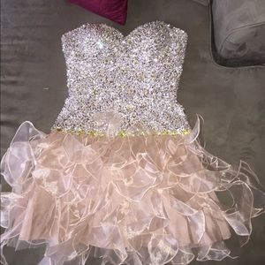 Champagne high low dress by Sherri Hill