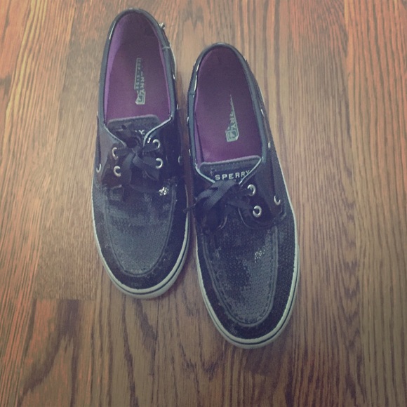 Black sequin sperry
