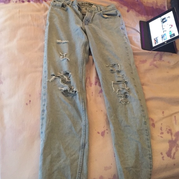 Distressed mom jeans