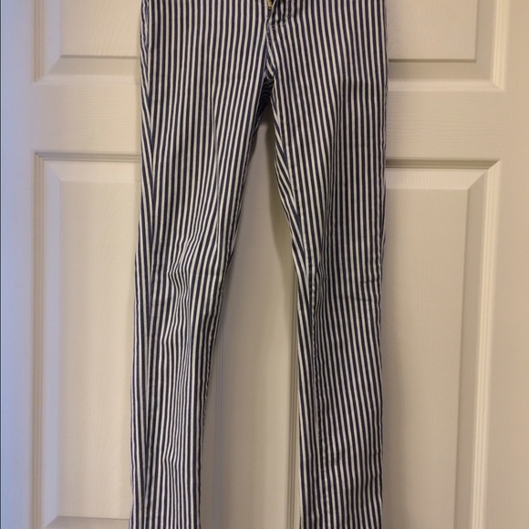 Nautical blue and white striped jeans