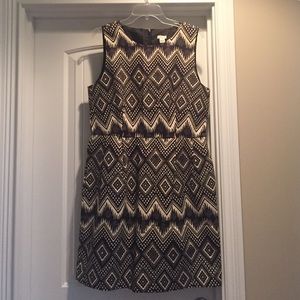J. Crew black and cream ikat  print dress