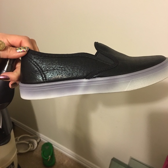 Black ombré slip on sneakers