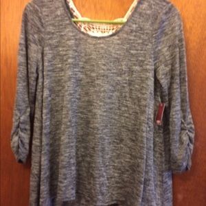 Soft gray tee with lacy back