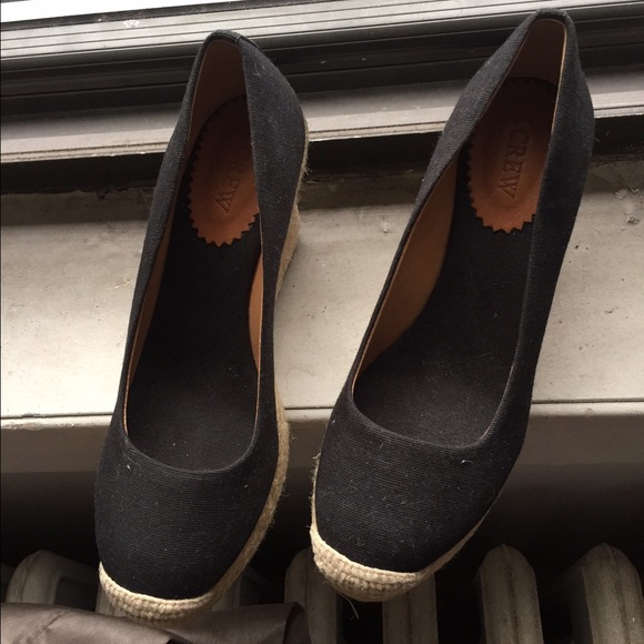 J Crew black espadrilles worn once!