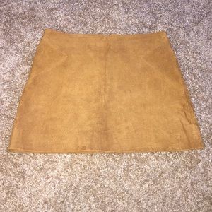 Tan suede mini skirt