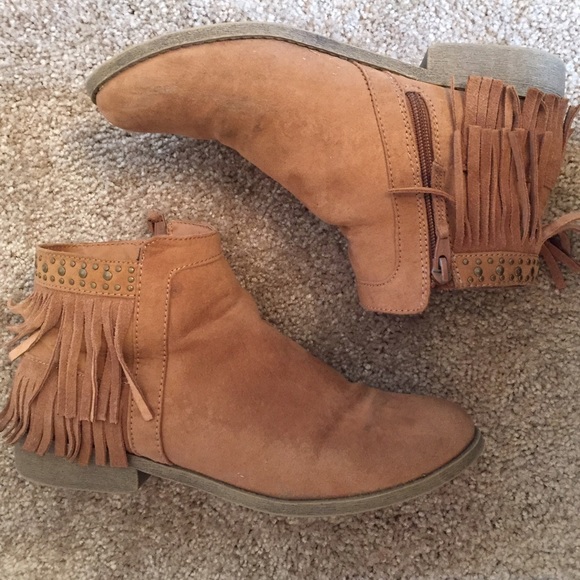 Suede fringe booties