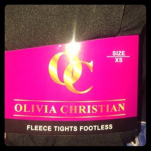 Black fleece footless tights