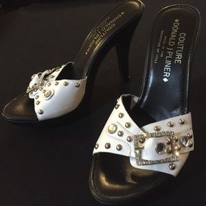 Donald J. Pliner size 6 Wht/Sil/Blk High Heels
