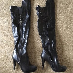 Black just over the knee boots