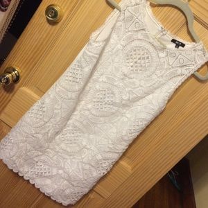 Sweetheart neck white embroidered dress