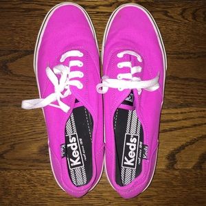 neon pink/purple champion Oxford keds