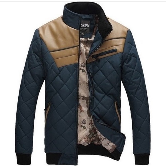 Urban wear- men's jacket, faux leather patch