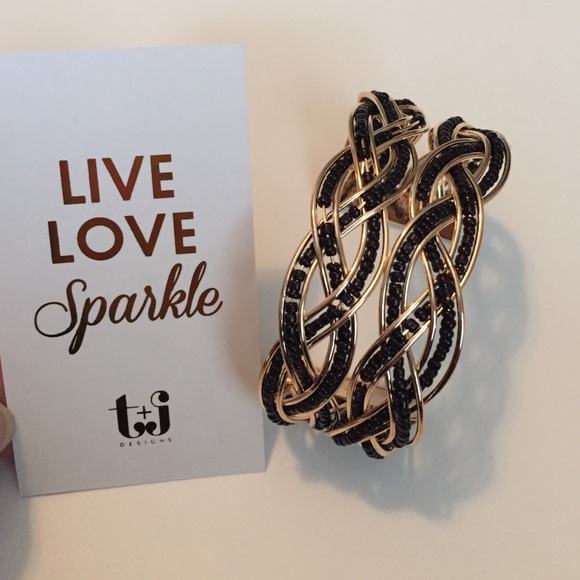 🎀HP🎀 T&J Designs Black Beaded Gold Cuff - Picture 3 of 3
