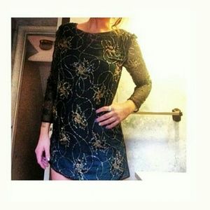 Beaded green tunic dress