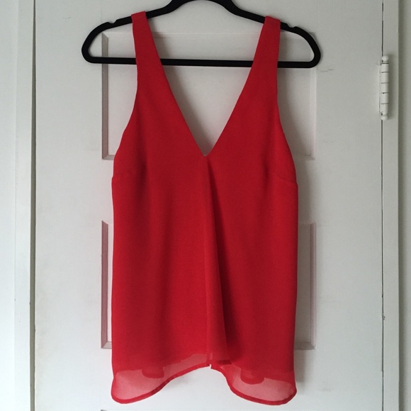 Piperlime Tops - Red Chiffon Low-Back Tank Top