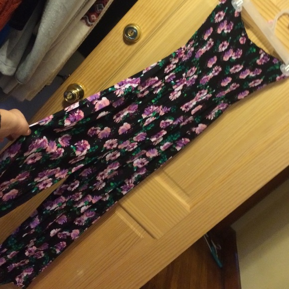 Strapless floral full length romper