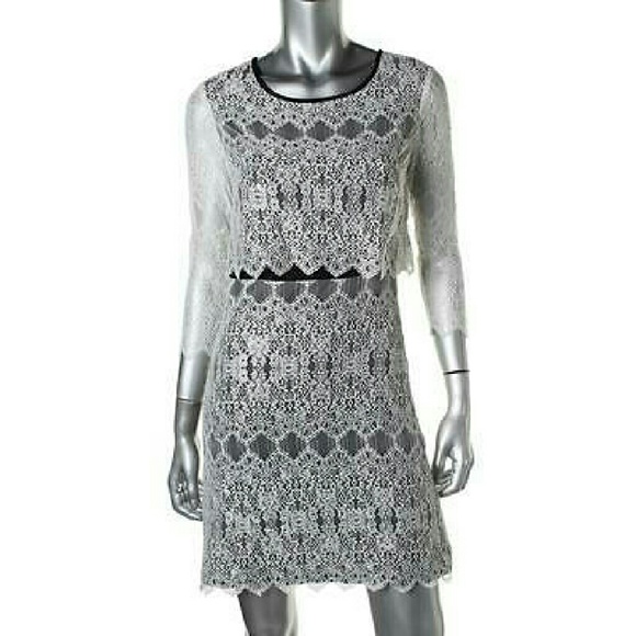 NWT Kensie Long Sleeve Lace Overlay Dress - Picture 2 of 5