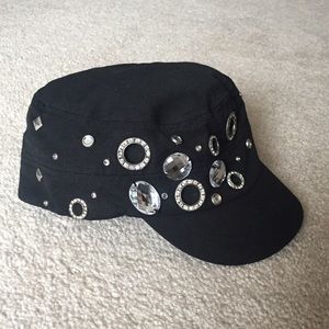 Women's Harley Davidson black rhinestone hat cap