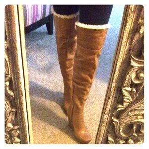 Jessica Simpson leather over the knee wedge boots
