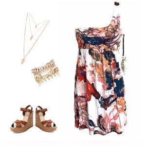 NWT One Shoulder Floral Summer Dress