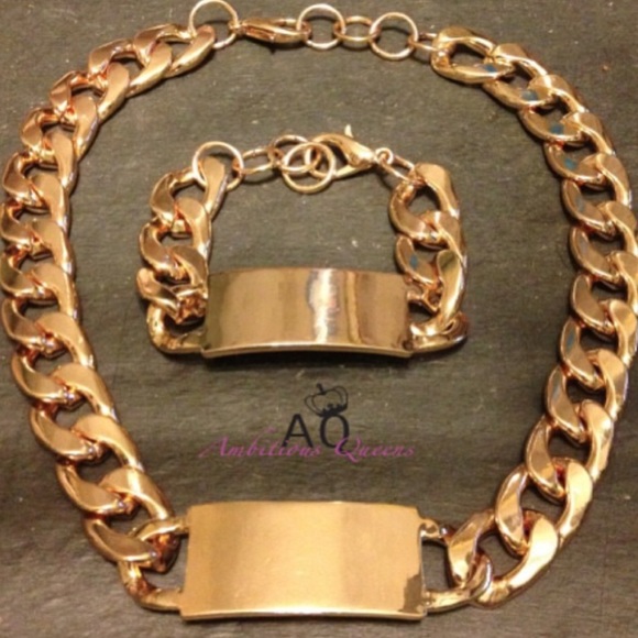 I.D Plate necklace & bracelet set