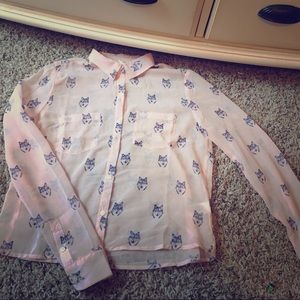 Pink and grey button down