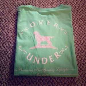 Over Under Preppy Pocket Tee- Mint Green/Pink