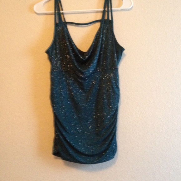 Like new dark green blouse with silver sparkles