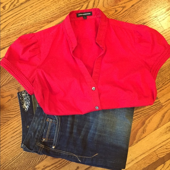Express Red short sleeve button-down