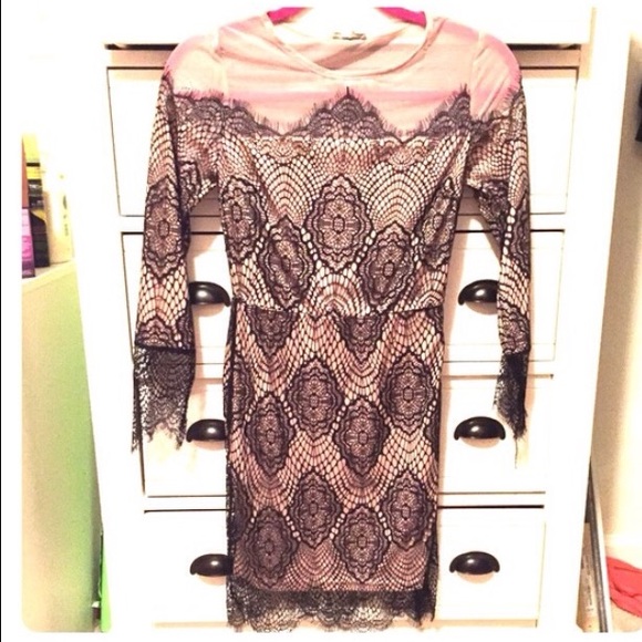 Charlotte Russe Nude Black Lace Dress