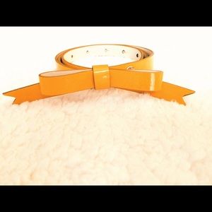 Talbots Patent Leather Bow Belt in Mustard