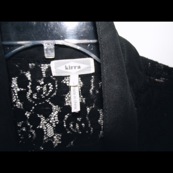 Black chiffon blouse with lace paneling - Picture 3 of 4