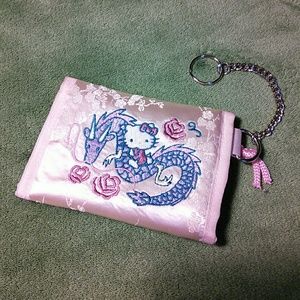 Hello Kitty embroidered silk Dragon trifold wallet